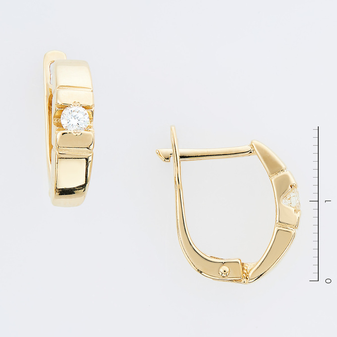 Серьги из золота 585 пробы c 2 бриллиантами