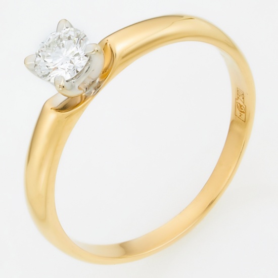 Кольцо из комбинированного золота 750 пробы c 1 бриллиантом, Л28073967 за 37125