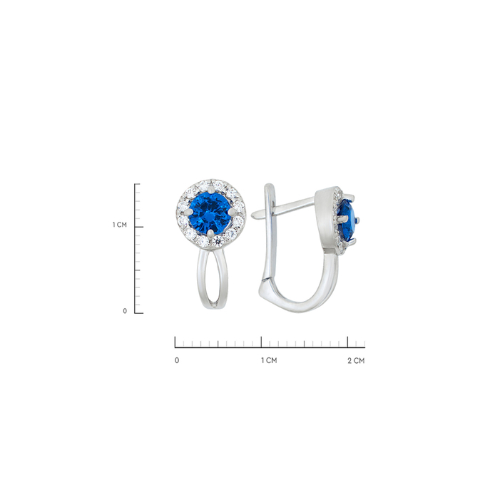 Серьги из золота 585 пробы c 2 синт. шпинелями и 24 фианитами, Л 6002 3180 за 27120