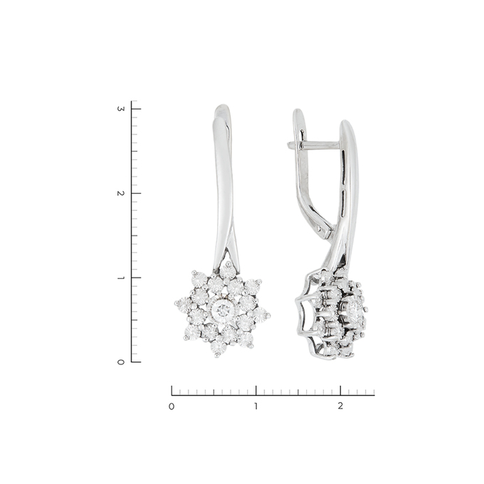 Серьги из золота 585 пробы c 2 бриллиантами