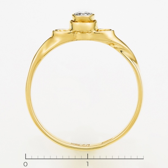 Кольцо из желтого золота 750 пробы c 1 бриллиантом, Л30111903 за 15000