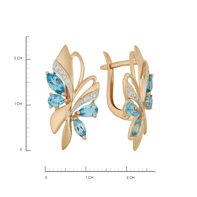 Серьги из золота 585 пробы c топазами и фианитами, Л 2010 7225 за 39760