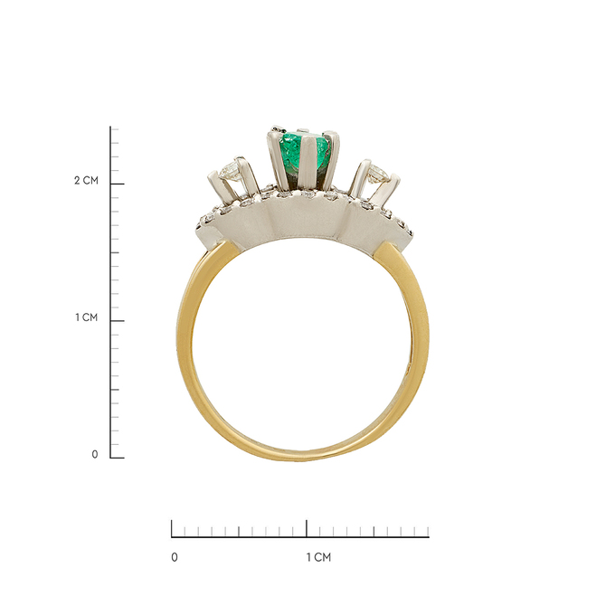Кольцо из золота 585 пробы c изумрудом и бриллиантами, Л 1911 7524 за 79450