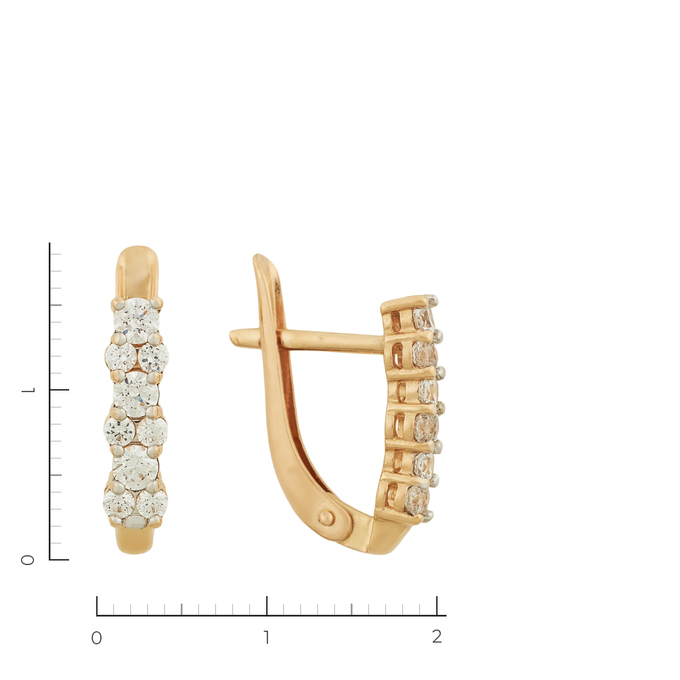 Серьги из красного золота 585 пробы c фианитами