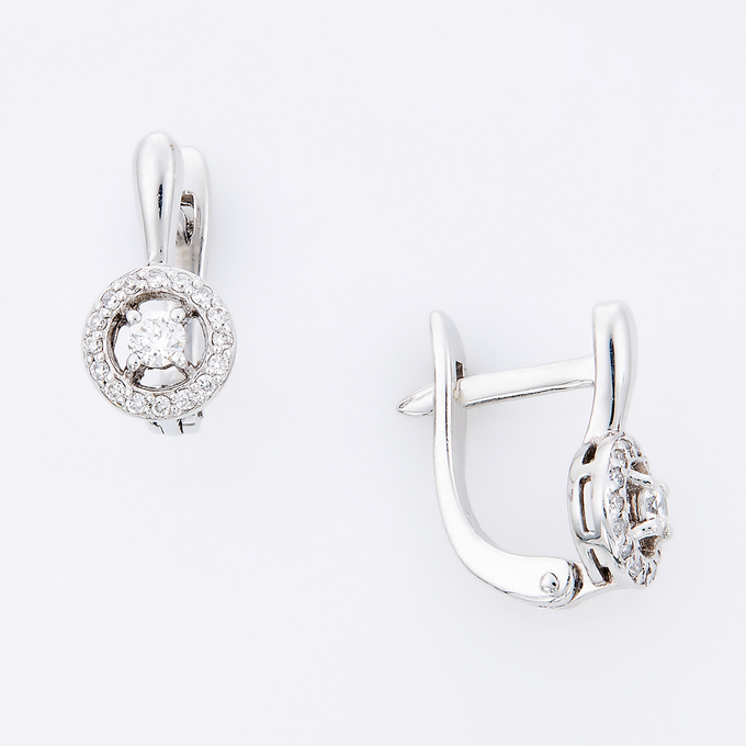 Серьги из золота 585 пробы c 34 бриллиантами
