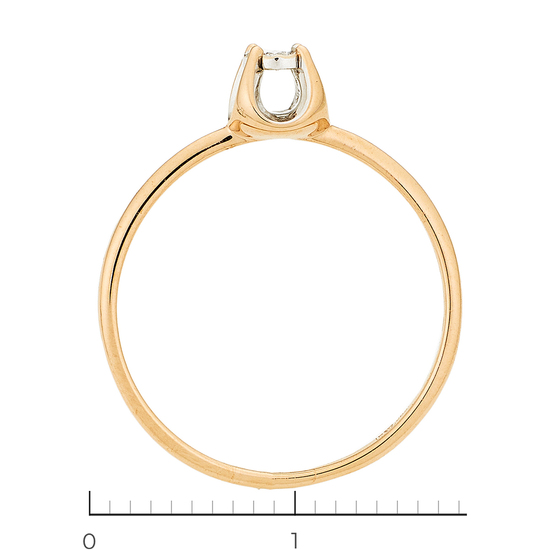 Кольцо из комбинированного золота 585 пробы c 1 бриллиантом, Л25081540 за 8330