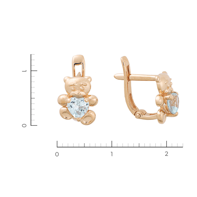 Серьги из красного золота 585 пробы c 2 топазами, Л 0910 6149 за 13440