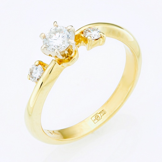 Кольцо из желтого золота 750 пробы c 3 бриллиантами Л19100162 фото 1