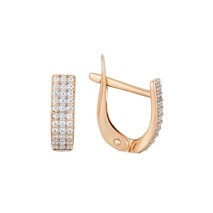 Серьги из золота 585 пробы c фианитами