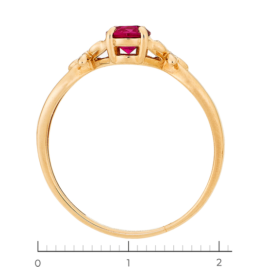 Кольцо из красного золота 585 пробы c 2 бриллиантами и 1 корундом, Л48067510 за 12400