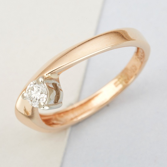 Кольцо из комбинированного золота 585 пробы c 1 бриллиантом, Л69000751 за 17160