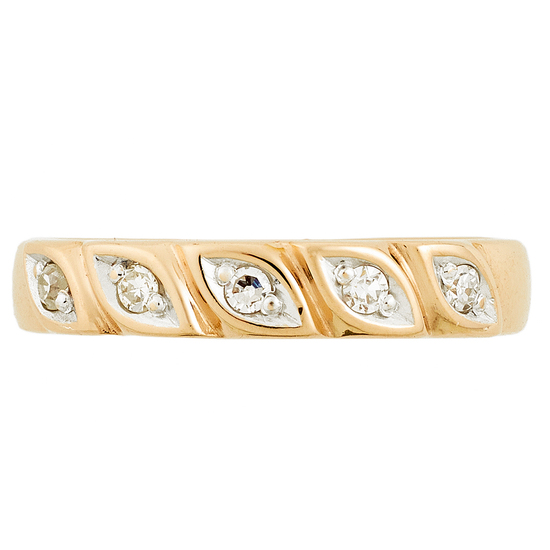 Кольцо из комбинированного золота 585 пробы c 5 бриллиантами, Л29107871 за 9250