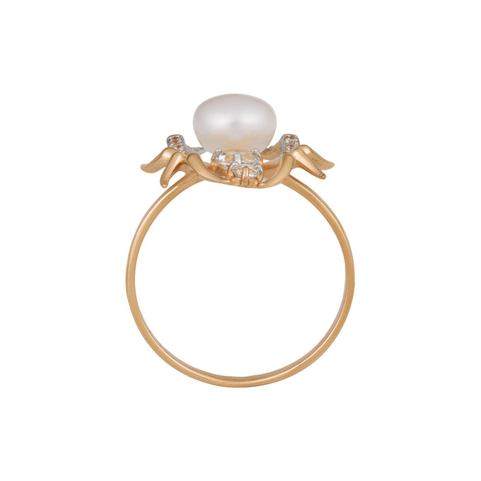 Кольцо из золота 585 пробы c топазами, культивированным жемчугом и фианитами, Л 6002 5950 за 29200