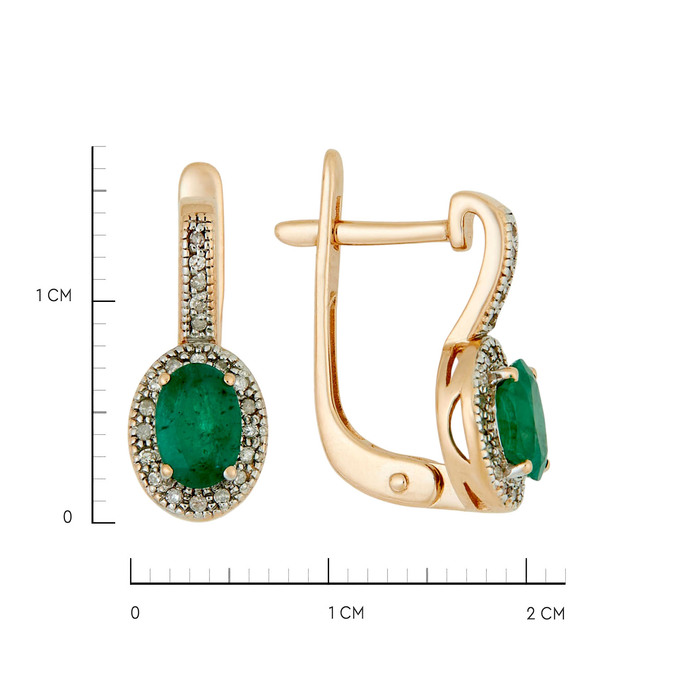 Серьги из золота 585 пробы c изумрудами и бриллиантами, Л 2213 1331 за 40000
