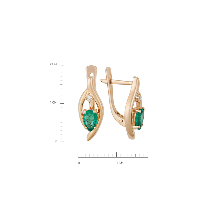 Серьги из золота 585 пробы c изумрудом и бриллиантами, Л 3705 8516 за 42000