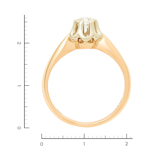 Кольцо из комбинированного золота 583 пробы c 1 бриллиантом, Л35061333 за 53000