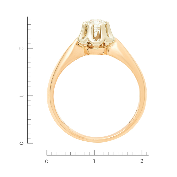 Кольцо из комбинированного золота 583 пробы c 1 бриллиантом