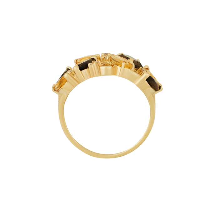 Кольцо из золота 585 пробы c раухтопазами, цитринами и фианитами, Л 5208 1273 за 63440