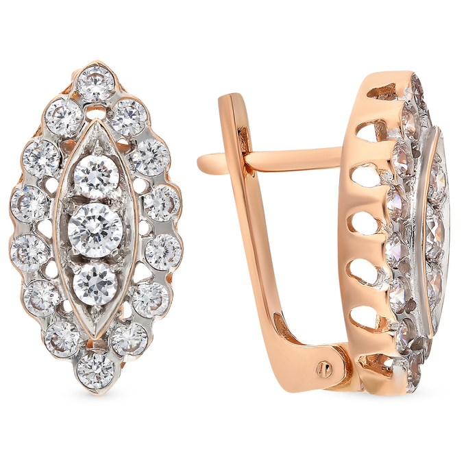 Серьги из золота 585 пробы c фианитами