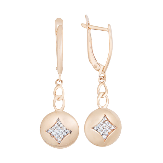 Серьги из золота 585 пробы c фианитами