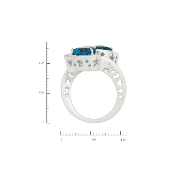 Кольцо из золота 750 пробы c топазами Лондон и бриллиантами, Л 0911 3683 за 160000