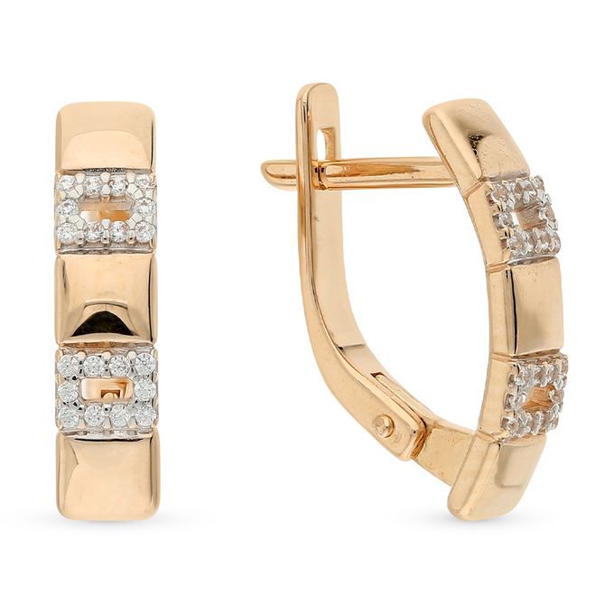 Серьги из золота 585 пробы c фианитами