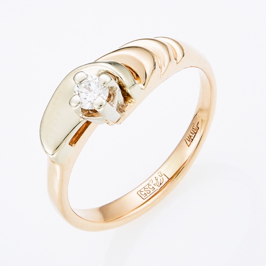 Кольцо из комбинированного золота 585 пробы c 1 бриллиантом Л48060270 фото 1