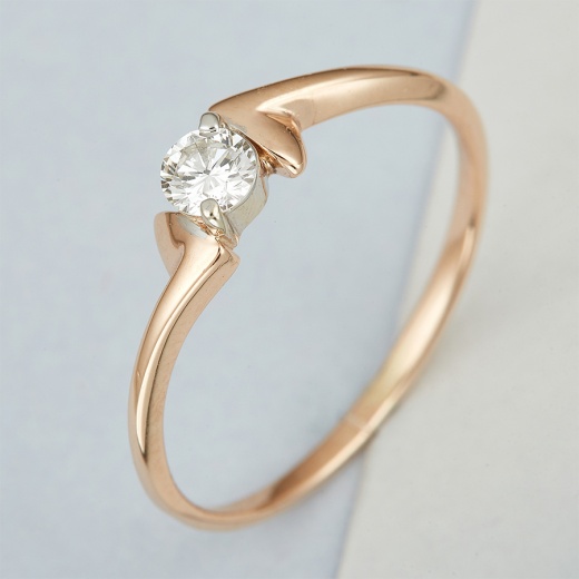 Кольцо из комбинированного золота 585 пробы c 1 бриллиантом Л51029536 фото 1