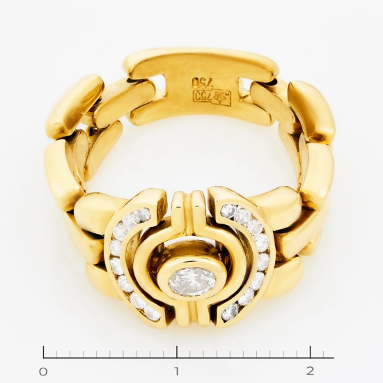 Кольцо из желтого золота 750 пробы c 17 бриллиантами