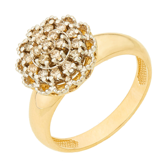 Кольцо из комбинированного золота 585 пробы c 19 бриллиантами, Л30134446 за 34740