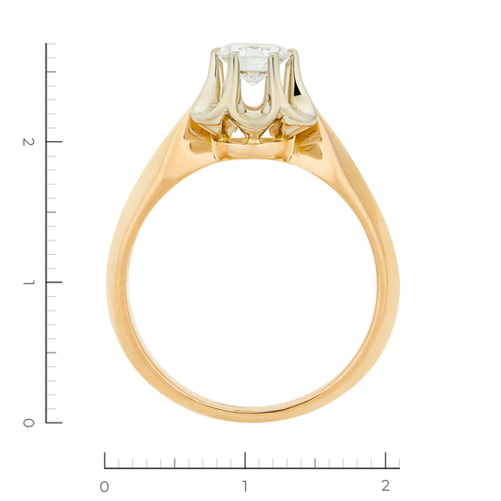 Кольцо из комбинированного золота 583 пробы c 1 бриллиантом, Л28087384 за 189000