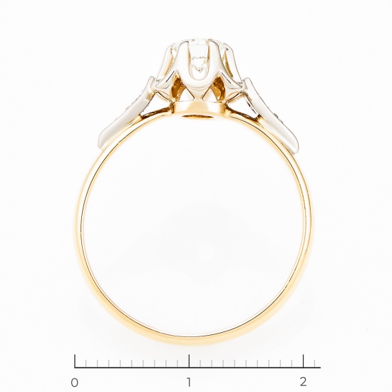 Кольцо из комбинированного золота 750 пробы c 3 бриллиантами, Л33080725 за 55125