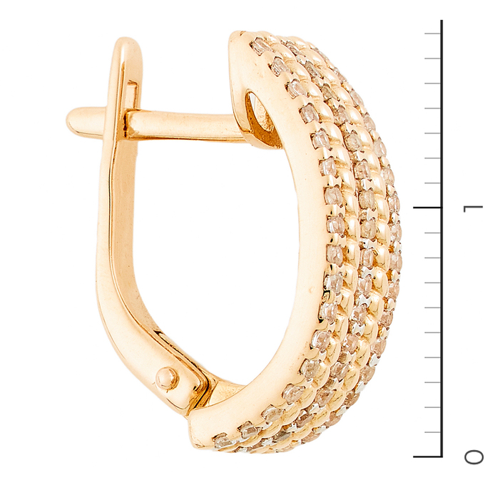 Серьги из красного золота 585 пробы c фианитами