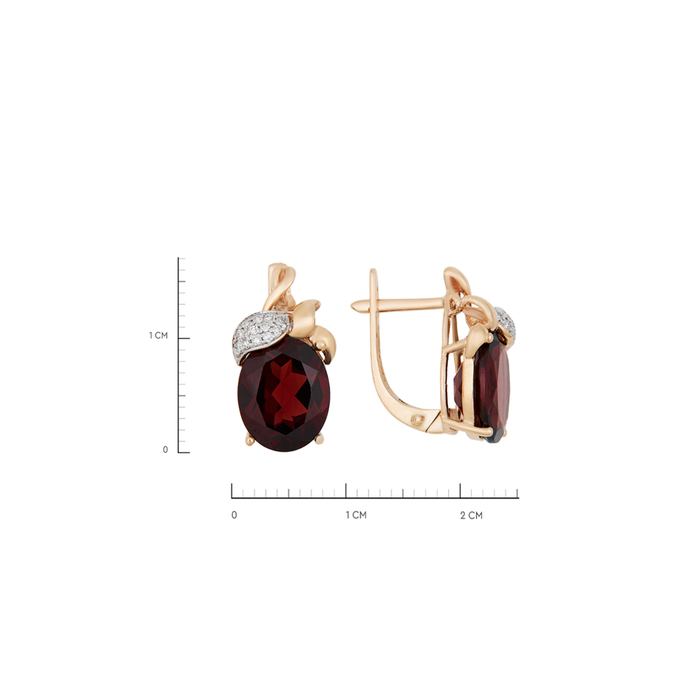 Серьги из золота 585 пробы c гранатами и бриллиантами, К 0000 3133 за 55800