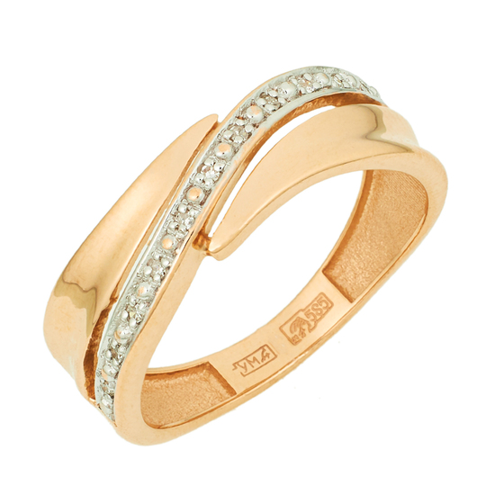 Кольцо из комбинированного золота 585 пробы c 11 бриллиантами, Л54051785 за 16500