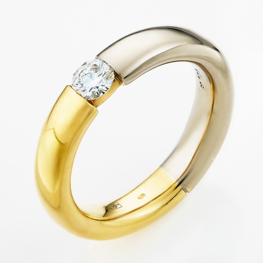 Кольцо из комбинированного золота 750 пробы c 1 бриллиантом Л04063981 фото 1