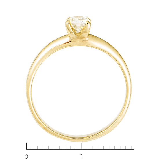 Кольцо из желтого золота 585 пробы c 1 бриллиантом, Л62015386 за 54540