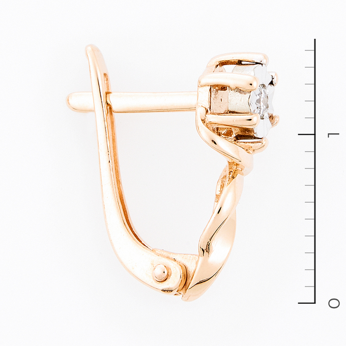Серьги из золота 585 пробы c 2 бриллиантами