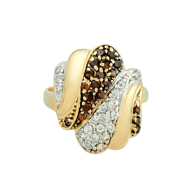 Кольцо из золота 585 пробы c фианитами и синтетическими камнями