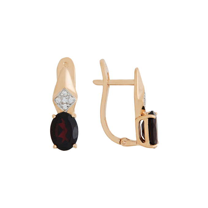 Серьги из золота 585 пробы c гранатами и фианитами, Л 7502 3475 за 25920