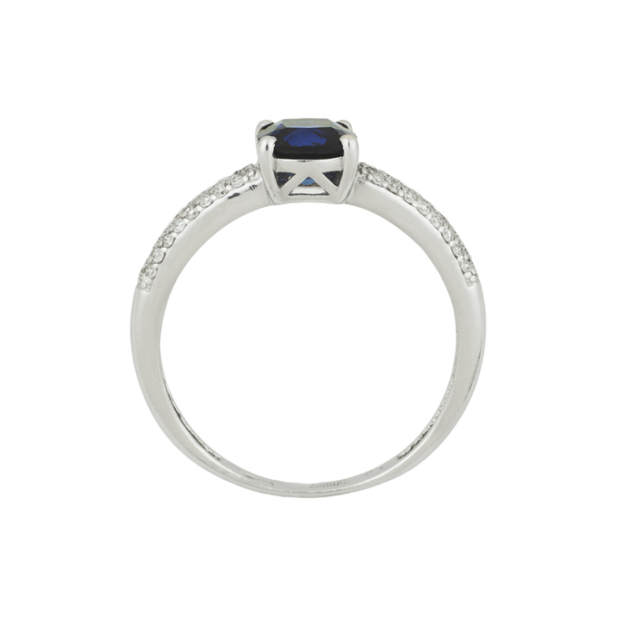 Кольцо из золота 585 пробы c бриллиантами и синтетическим сапфиром, Л 4508 1372 за 22000