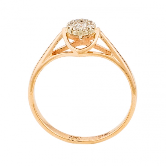Кольцо из комбинированного золота 585 пробы c 9 бриллиантами, Л71016518 за 13950