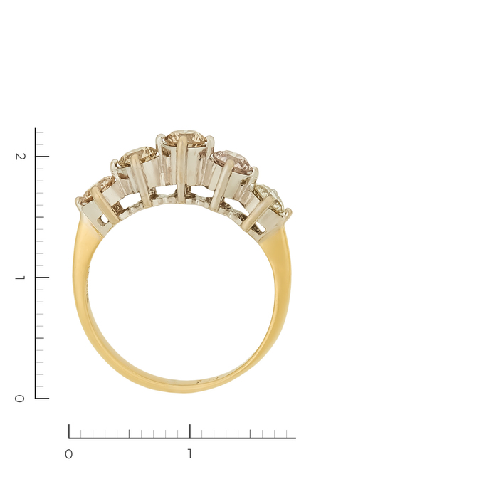 Кольцо из золота 585 пробы c 5 бриллиантами, Л 7501 7157 за 87500