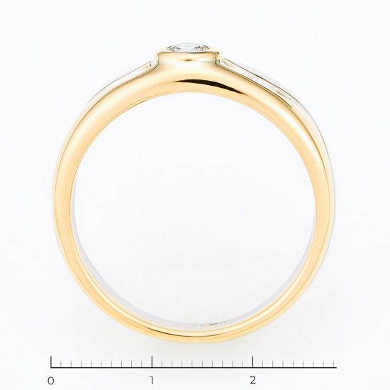 Кольцо из комбинированного золота 585 пробы c 1 бриллиантом, Л37050786 за 32000