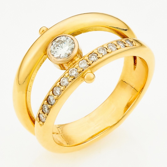 Кольцо из желтого золота 750 пробы c 13 бриллиантами, Л76006578 за 118 320 ₽