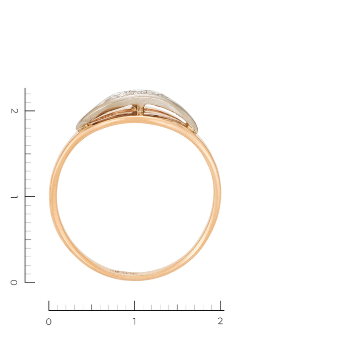 Кольцо из комбинированного золота 585 пробы c 3 бриллиантами, Л 2010 4779 за 27300