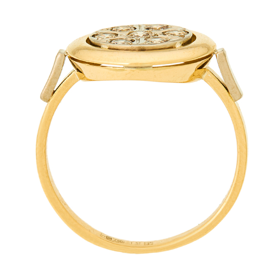 Кольцо из комбинированного золота 750 пробы c 7 бриллиантами, Л33089152 за 67600