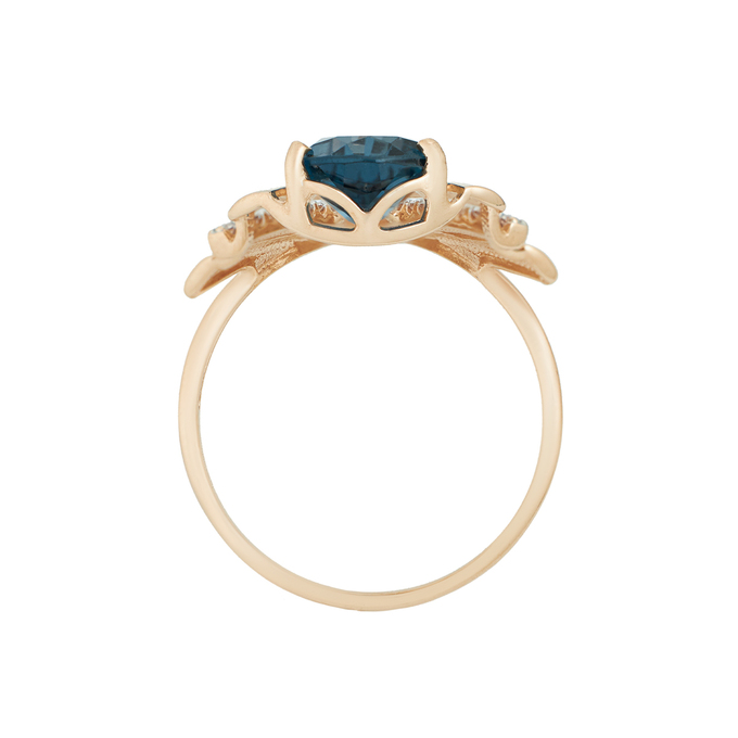 Кольцо из золота 585 пробы c топазом Лондон и фианитами, Л 3209 0152 за 43360
