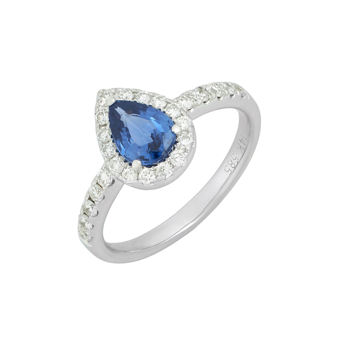 Кольцо из золота 585 пробы c сапфиром и бриллиантами