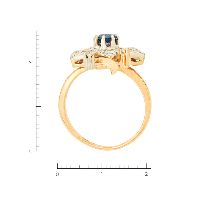 Кольцо из золота 585 пробы c 18 бриллиантами и 1 сапфиром, Л 5204 7380 за 62825